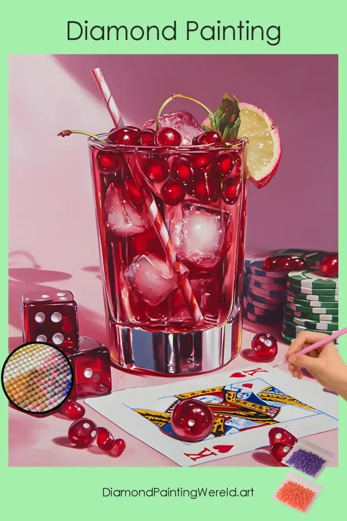 Zomerse Mocktails en Speelkaarten 1 Diamond Painting Wereld 1014232 40x50 pin diamond painting paintingscart DIY diamond Painting Wereld