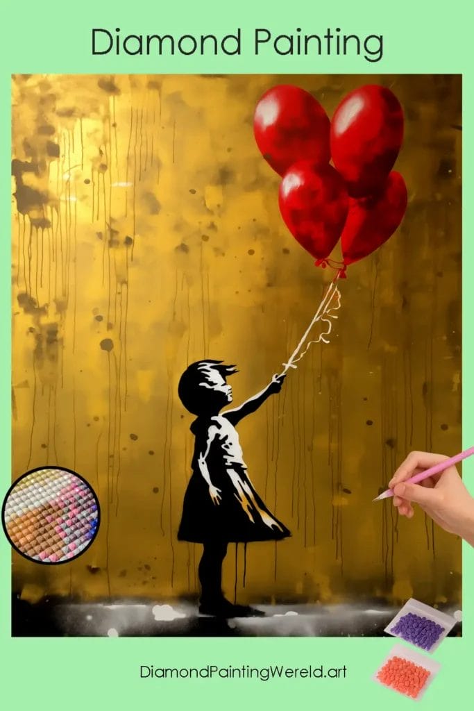 Meisje met Ballonnen 1 Diamond Painting Wereld Baby Girl with Balloons
