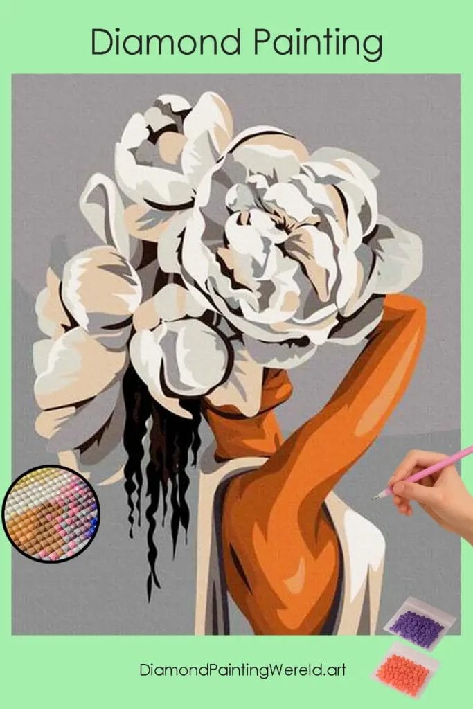 Mooie Vrouw en Bloemen 1 Diamond Painting Wereld 520066 pin diamond painting paintingscart DIY diamond Painting Wereld