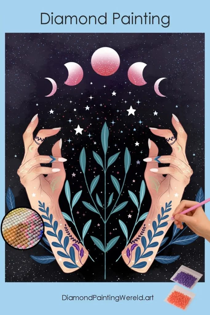 Spirituele Handen - Maanfasen 1 Diamond Painting Wereld 530465 pin diamond painting paintingscart DIY diamond Painting Wereld