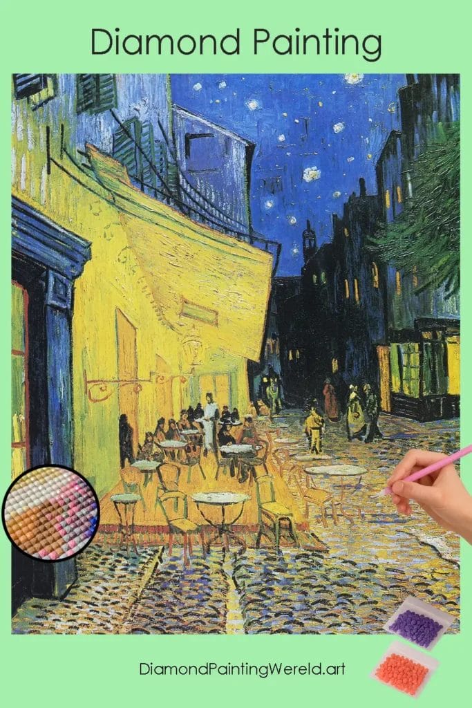 Café bij Nacht – Van Gogh 1 Diamond Painting Wereld 549073 pin diamond painting paintingscart DIY diamond Painting Wereld