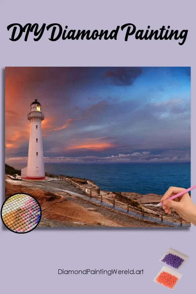 Vuurtoren aan Zee 1 Diamond Painting Wereld 555057 pin diamond painting paintingscart DIY diamond Painting Wereld