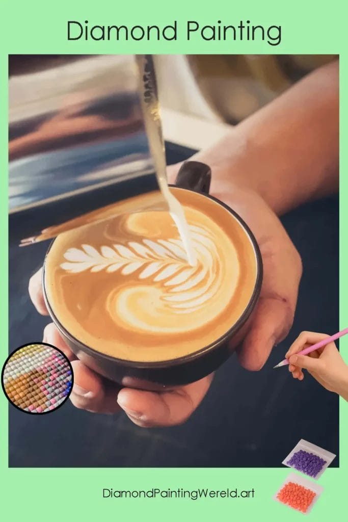 Koffie Inschenken met Hart 1 Diamond Painting Wereld 555062 pin diamond painting paintingscart DIY diamond Painting Wereld