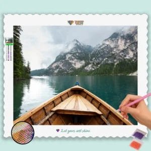 Mountains and boat in a lake