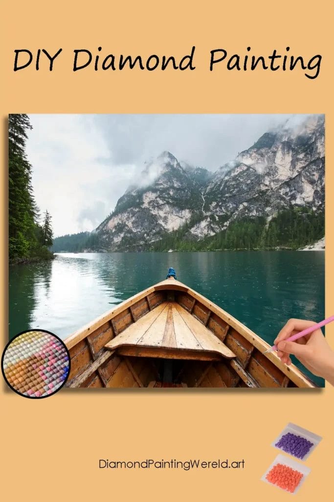 Bergen, Boot & Meer 1 Diamond Painting Wereld Berge, Boot und See