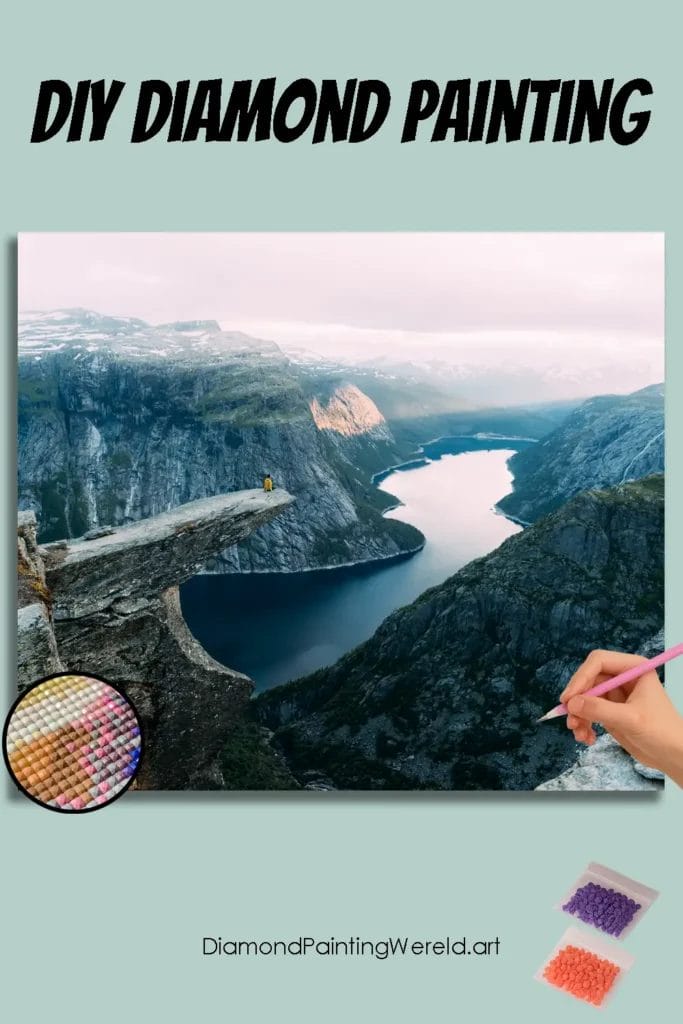 Bergmeer temidden van bergen 1 Diamond Painting Wereld Lake in middle of mountains
