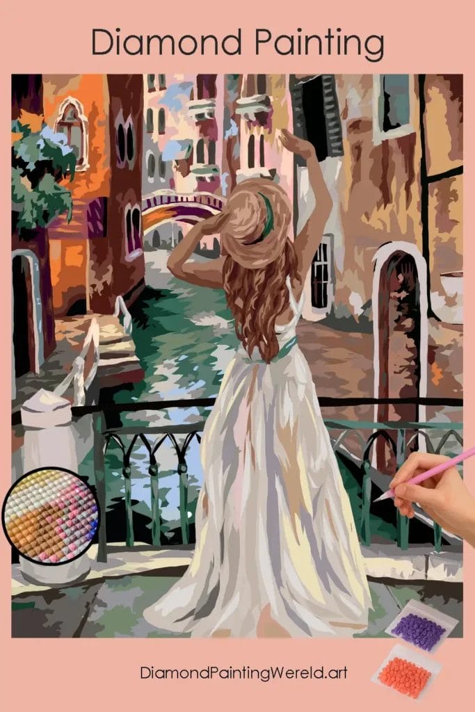 Elegante Dame in Venetië 1 Diamond Painting Wereld 562560 pin diamond painting paintingscart DIY diamond Painting Wereld