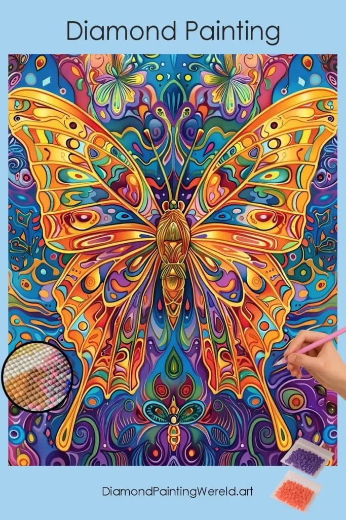 Psychedelische Vlinder 1 Diamond Painting Wereld psychedelic butterfly