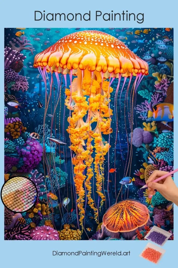 Kleurrijke Kwal 1 Diamond Painting Wereld Colorful Jellyfish