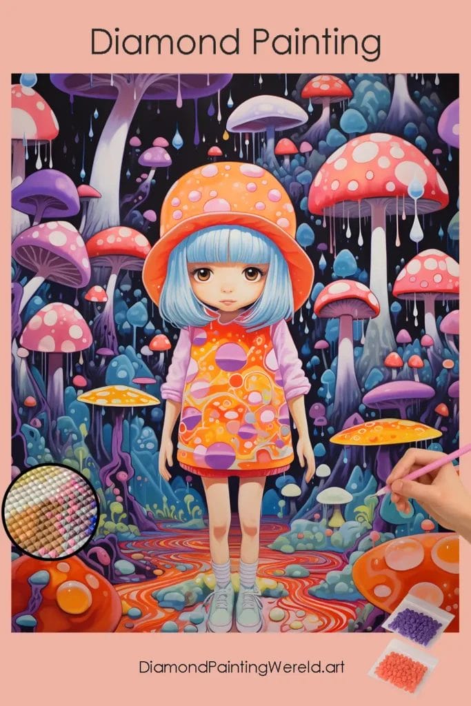 Meisje in psychedelische wereld 1 Diamond Painting Wereld Girl in psychedelic World