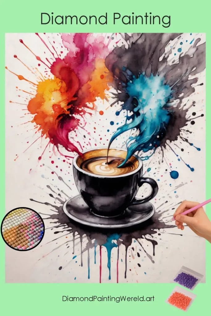 Koffie Kleurenexplosie 1 Diamond Painting Wereld 872268 pin diamond painting paintingscart DIY diamond Painting Wereld