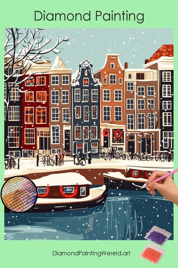 Winter in Amsterdam 1 Diamond Painting Wereld 873512 pin diamond painting paintingscart DIY diamond Painting Wereld