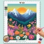 Flowers, Sunrise at Mountains
