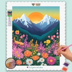 Flowers, Sunrise at Mountains