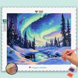 Nordlichter über verschneiter Landschaft