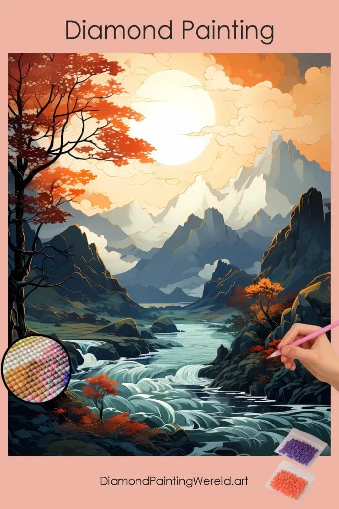 Magische Bergen en Rivier 1 Diamond Painting Wereld Mgical Mountains and river