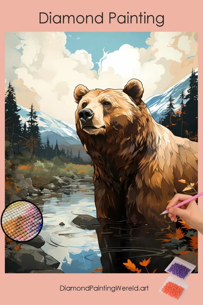 Beer in de Bergen 1 Diamond Painting Wereld Bear in Mountains