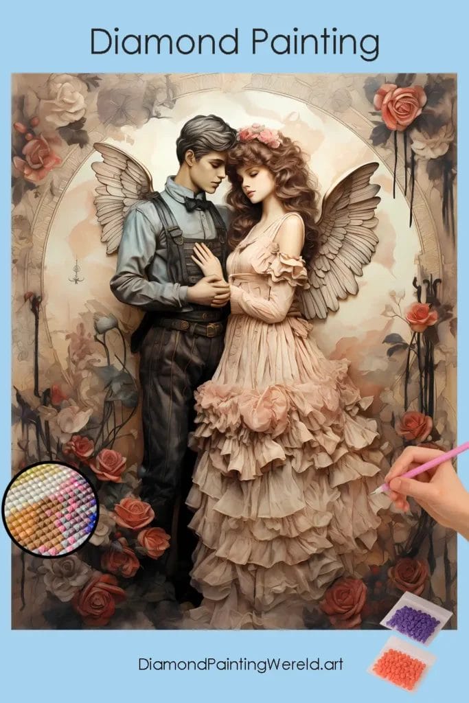 Engelenpaar met Vleugels 1 Diamond Painting Wereld Angel Couple with Wings