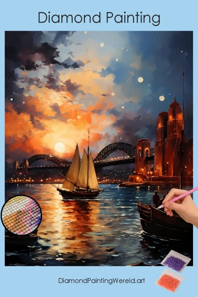 Zonsondergang in de Australische Zee 1 Diamond Painting Wereld Sunset in Australian Sea