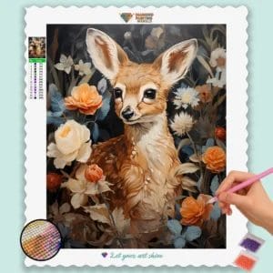 Fawn Deer and Flowers