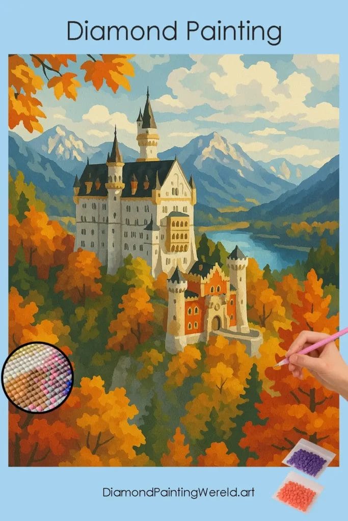 Herfst bij Slot Neuschwanstein 1 Diamond Painting Wereld Autumn_at_Neuschwanstein_Castle