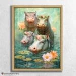 Baby Hippos in Pond