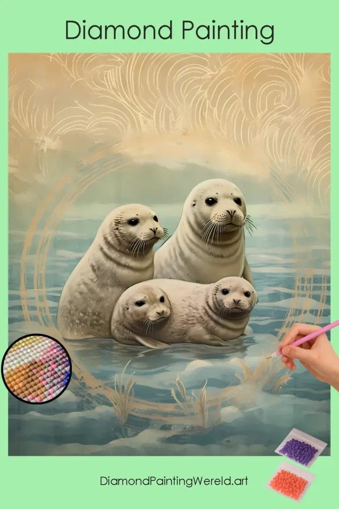 Zeehondenpup in de Oceaan 1 Diamond Painting Wereld Baby Animals 27241 pin diamond painting paintingscart DIY diamond Painting Wereld