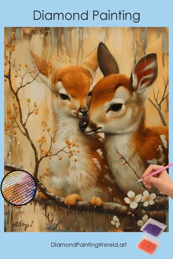 Twee Schattige Herten 1 Diamond Painting Wereld Two Cute Deer