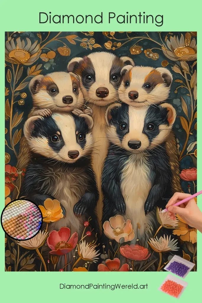 Leuke Dassen 1 Diamond Painting Wereld Cute Badgers