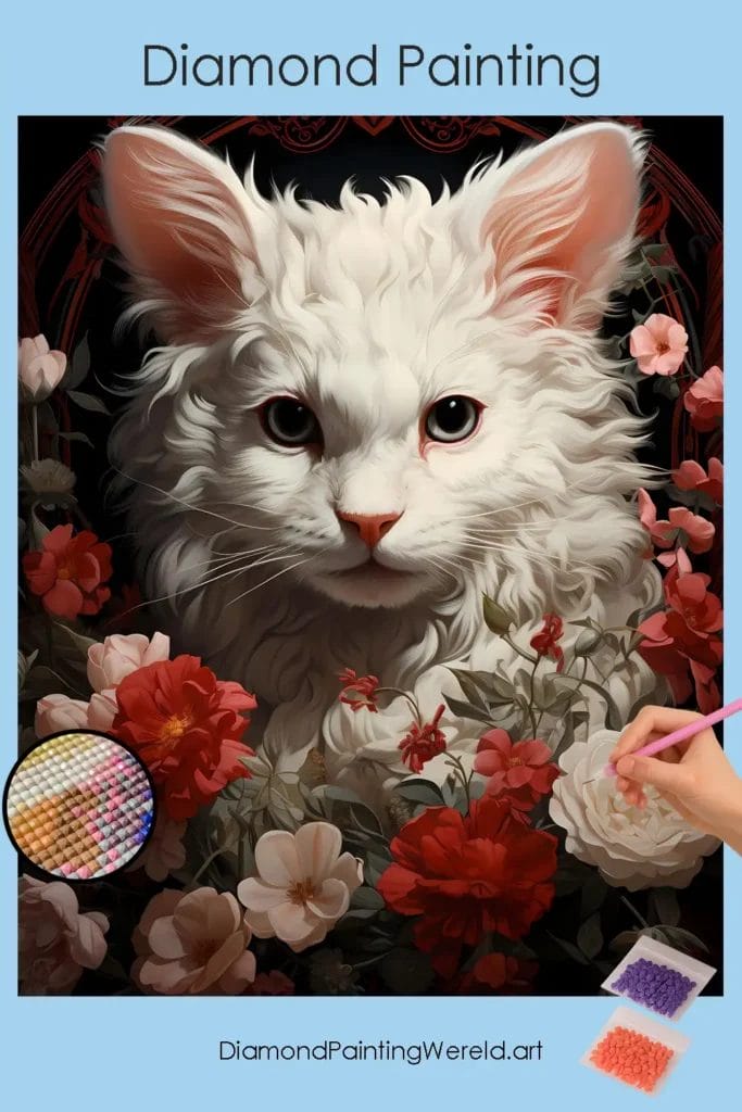 Wilde Witte Kat 1 Diamond Painting Wereld Wild White Cat