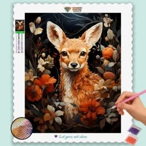Cute Baby Deer and Flowers