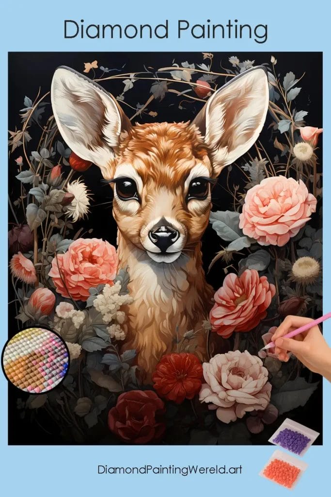 Hert en Bloemen 1 Diamond Painting Wereld Flowers and Deer