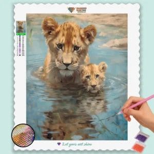 Baby Lions in Water