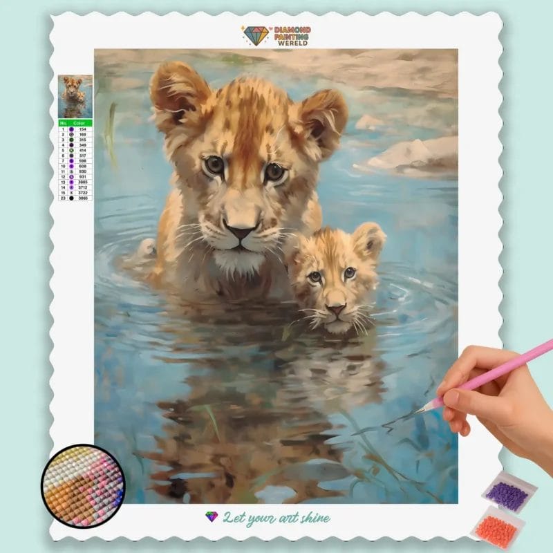 Baby Lions in Water