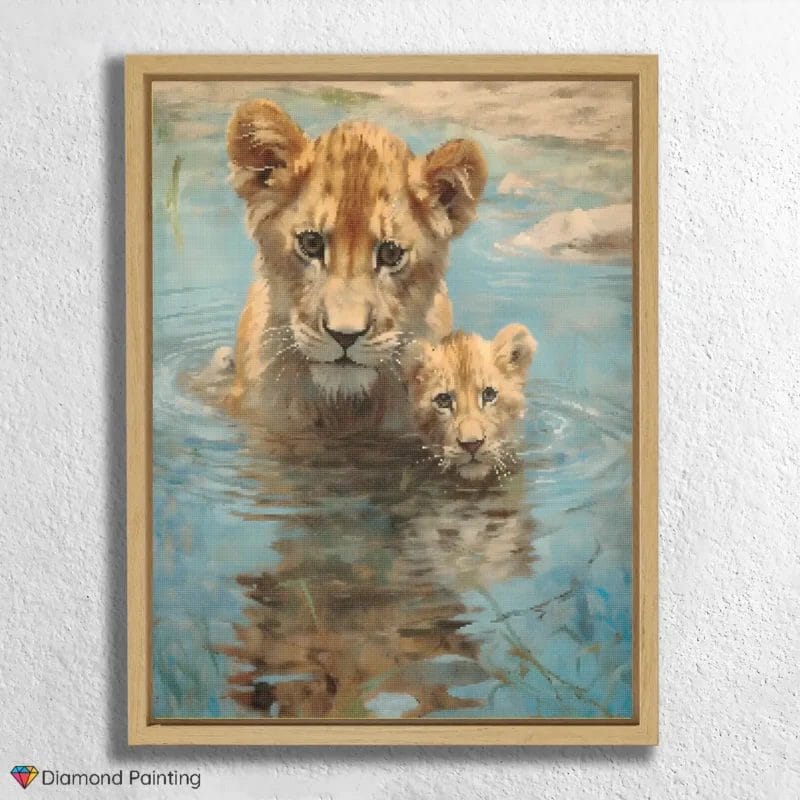 Baby Lions in Water