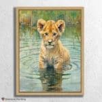 Baby Lion in Water