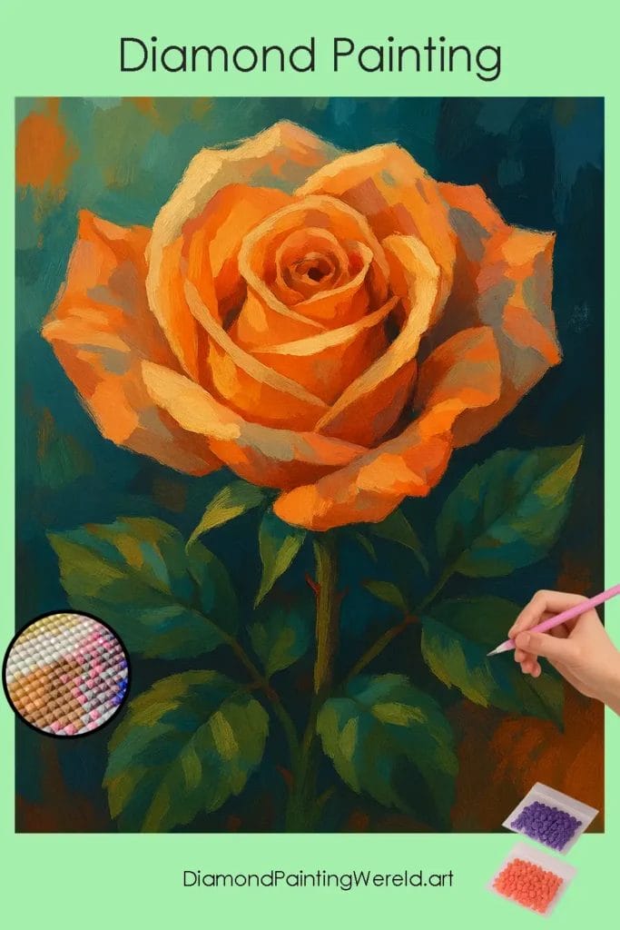 Bloeiende Roos met Abstracte Achtergrond 1 Diamond Painting Wereld Blooming_Rose_with_Abstract_Background