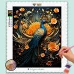 Peacock and Flowers