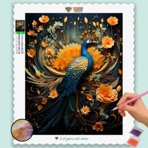 Peacock and Flowers