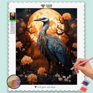 Crane and Flowers
