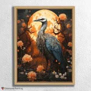 Crane and Flowers