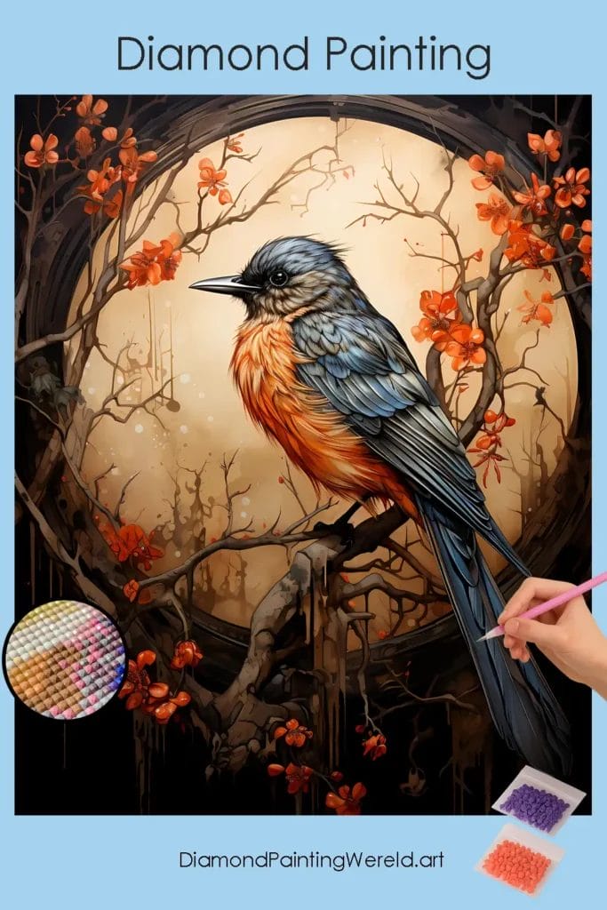 Mus in Diep Oranje 1 Diamond Painting Wereld Sparrow Burnt Orange