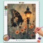 Butterfly near a light