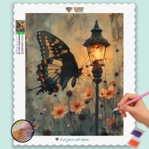 Butterfly near a light