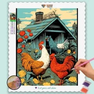 Cock and Hen, Cartoon Style