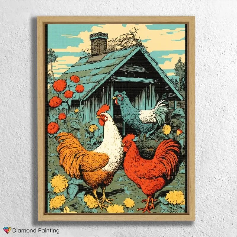 Cock and Hen, Cartoon Style