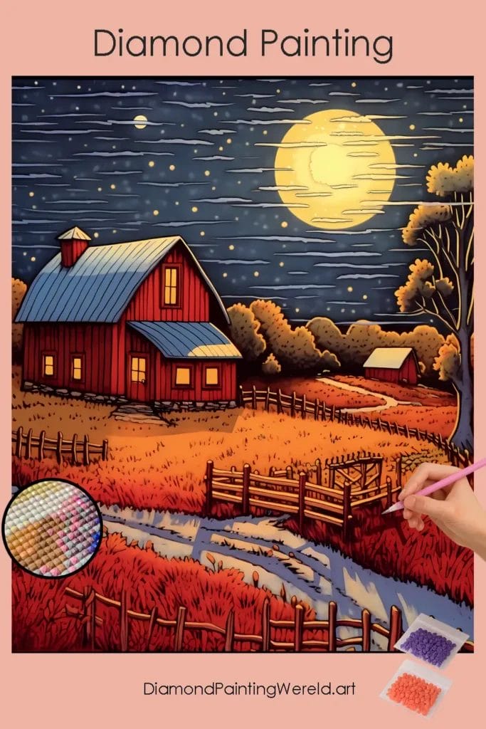 Huis in Prachtige Velden 1 Diamond Painting Wereld House in Beautiful Fields
