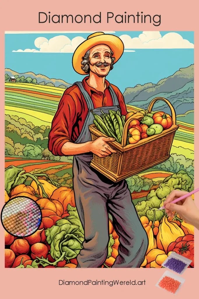 Boer op het Veld 1 Diamond Painting Wereld Farmer in Field
