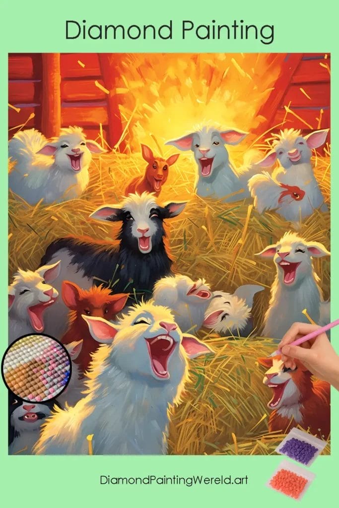 Vrolijke Geiten 1 Diamond Painting Wereld Happy Goats