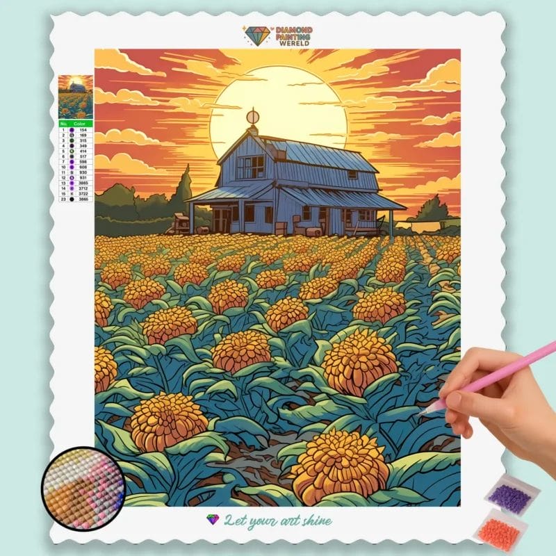 Flower Field and House